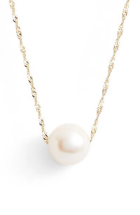 Click for more info about Solitaire Cultured Pearl Pendant Necklace