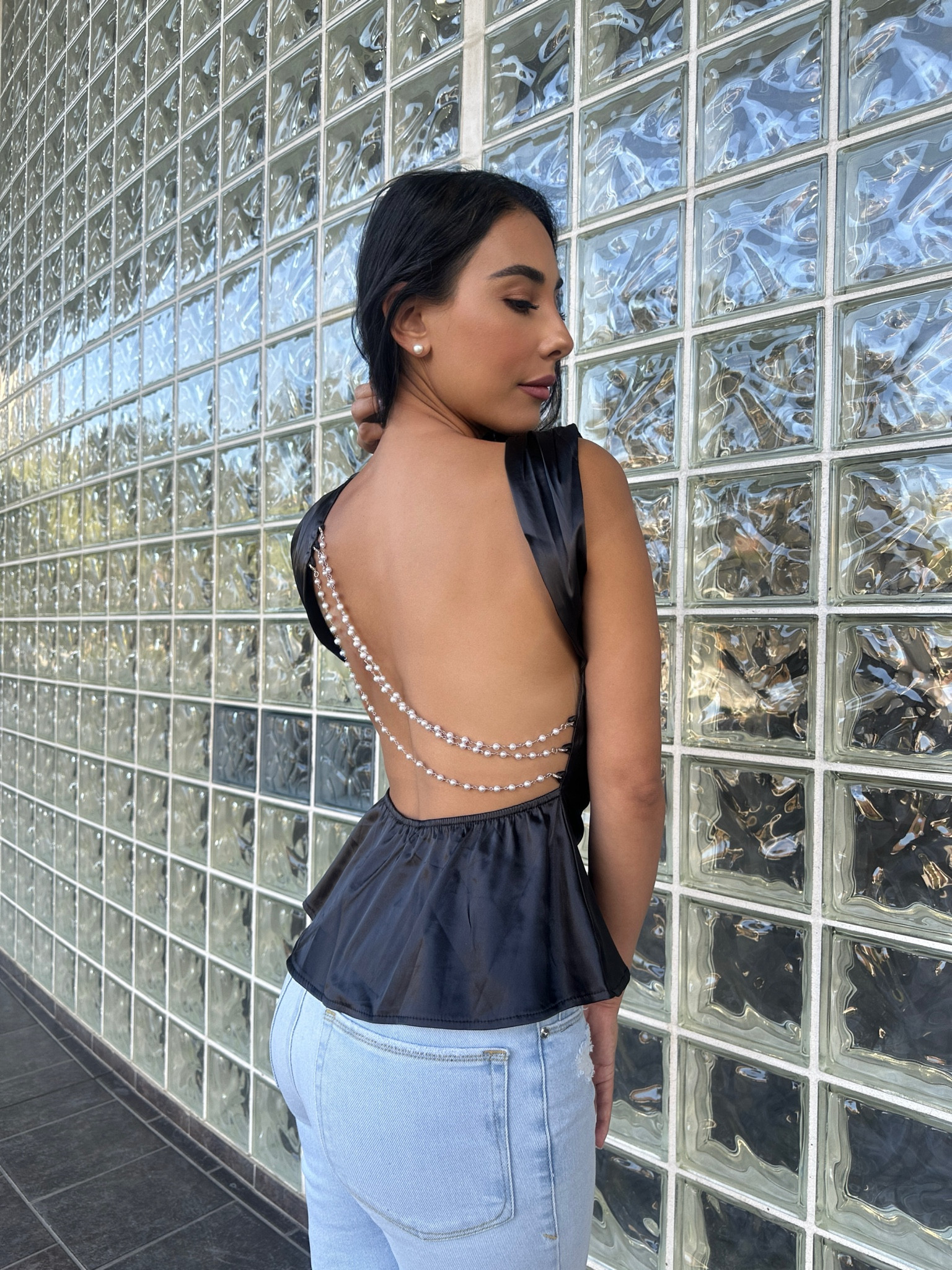 The cutest open back top with pearl layering. 

#LTKstyletip #LTKfindsunder100