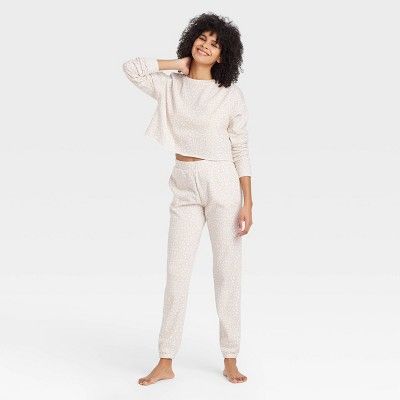 Women's Leopard Print Fleece Lounge Jogger Pants - Colsie™ White | Target