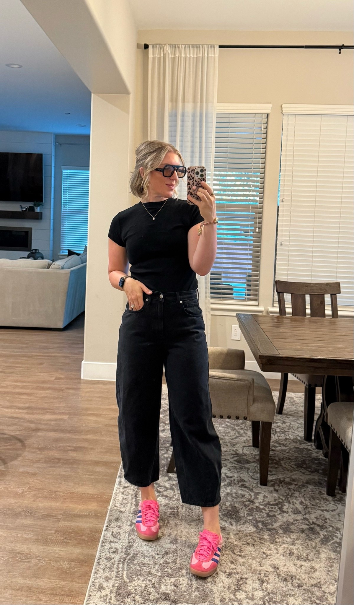 Black barrel Jeans (great cut) on sale for under $25 and TTS!!! Easy to wear and love an all black look!