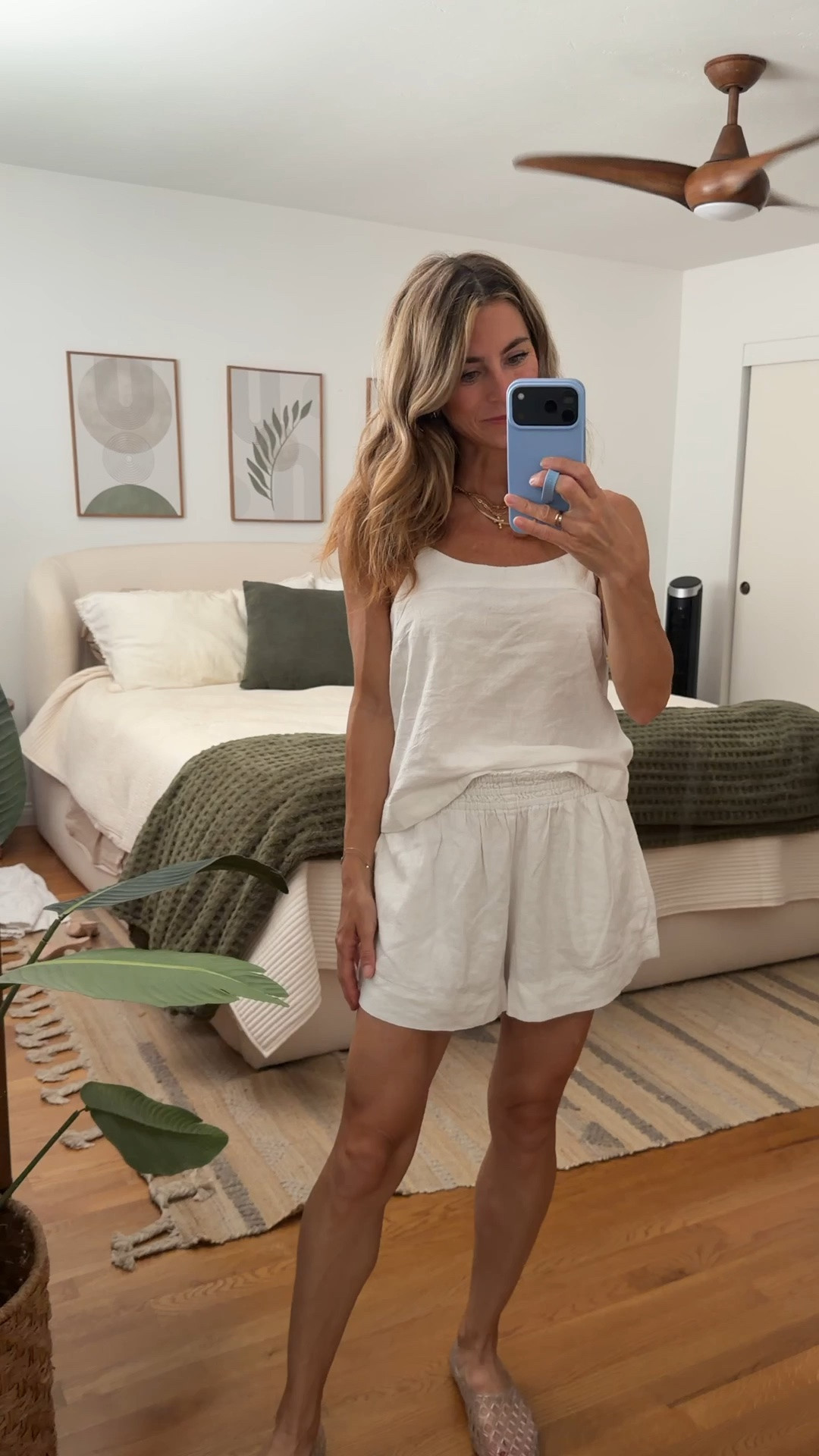 I have committed to the shorts since filming this! The kind of outfit I want to live in all summer. 🤍 So simple, lightweight and easy, but still feels put together. This would be such a good travel day outfit, vacation staple, or just an everyday summer look with sandals.

white matching set, white shorts set, two piece set, linen look set, summer matching set, neutral outfit, summer outfit, vacation outfit, resort wear, travel outfit, casual summer style, mom style, everyday outfit, summer basics, white summer outfit

#LTKdayinmylife #LTKOver40 #LTKTravel