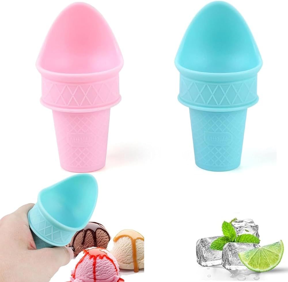 2PCS Plastic Ice Cream Cone Holder Ice Cream Snow Cone Rack, 2024 New Ice Cream Cone, Plastic Ice... | Amazon (US)