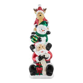 Home Accents Holiday 3.5 ft. LED Stacked Santa, Snowman and Reindeer Holiday Porch Greeter 24DK01... | The Home Depot