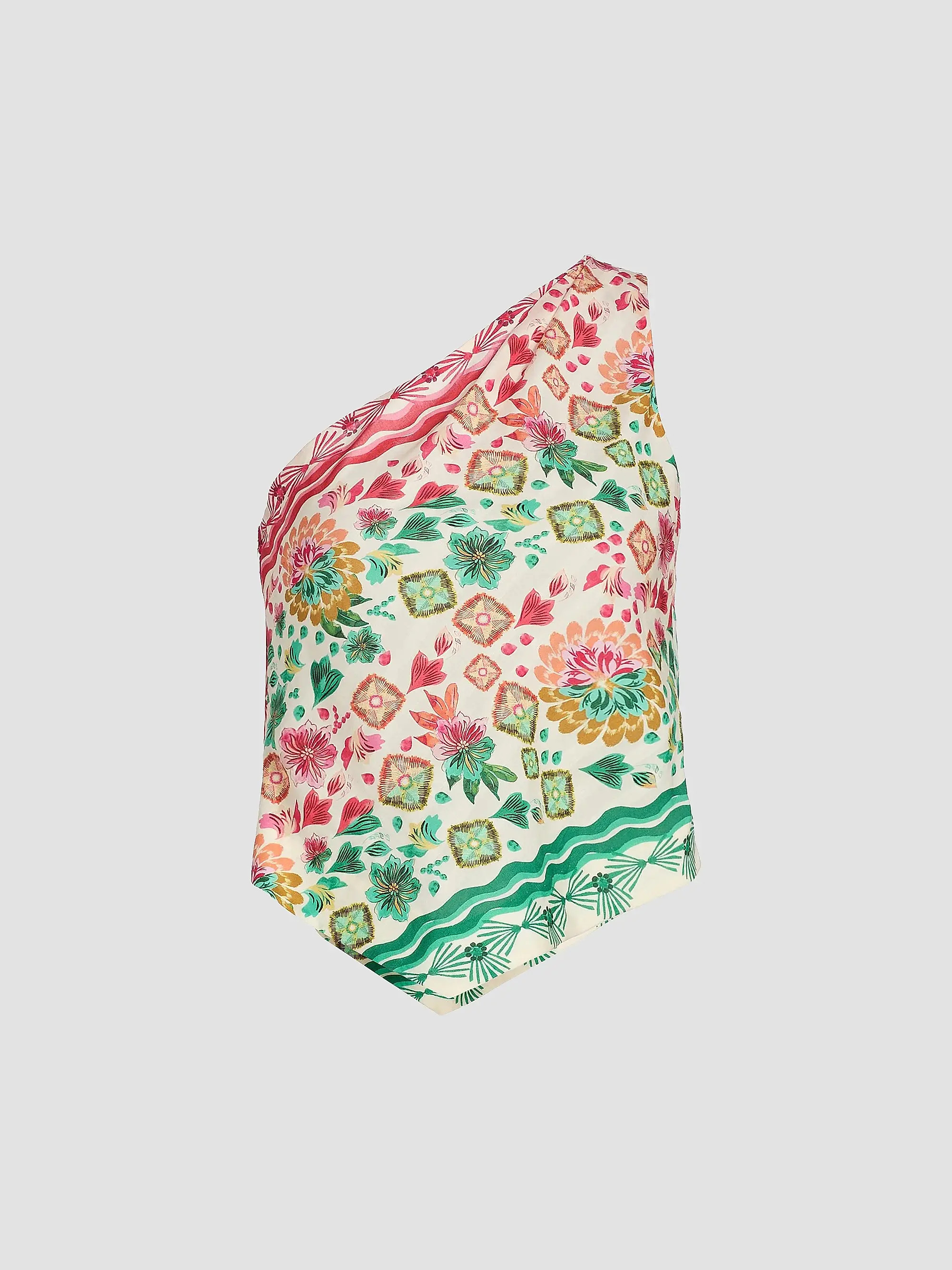 Madeline Two-Tone Floral Asymmetric One-Shoulder Top | Saks Fifth Avenue