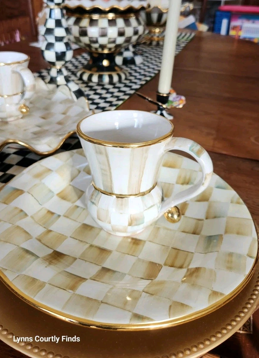 Mackenzie Childs Ceramic PARCHMENT  CHECK DINNER PLATE | eBay US