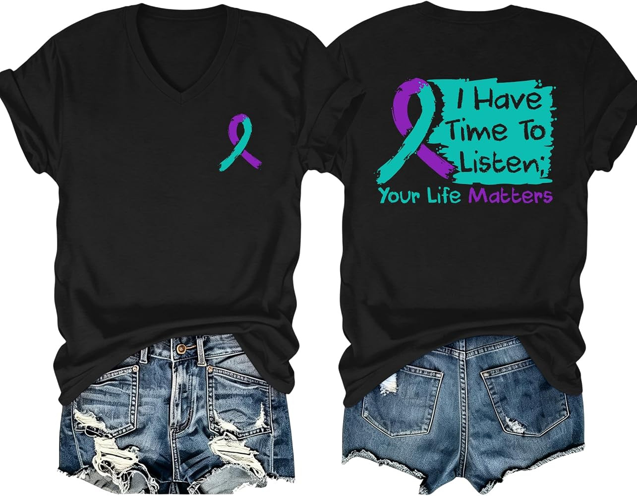 QAUN Women Suicide Prevention Awareness Shirt 988 Mental Health Support Tee | Amazon (US)