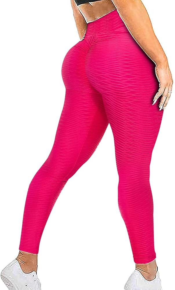 SEASUM Women's High Waist Yoga Pants Scrunched Booty Leggings Workout Running Butt Enhance Textured  | Amazon (US)