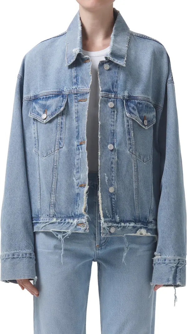 Martika Frayed Oversize Denim Jacket | Nordstrom