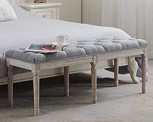 Amazon.com: CIMOTA End of Bed Bench Upholstered Entryway Bench French Rustic Tufted Bedroom Bench... | Amazon (US)