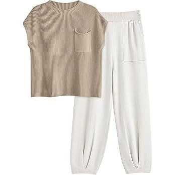 LILLUSORY 2 Piece Knit Sets For Women Trendy Sweatsuit Sets | Amazon (US)