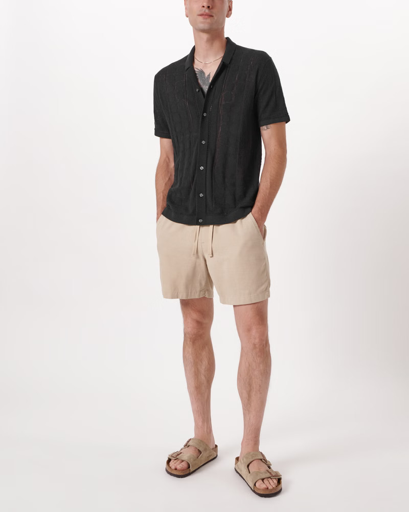 Men's Textural Button-Through Sweater Polo | Men's Tops | Abercrombie.com | Abercrombie & Fitch (US)