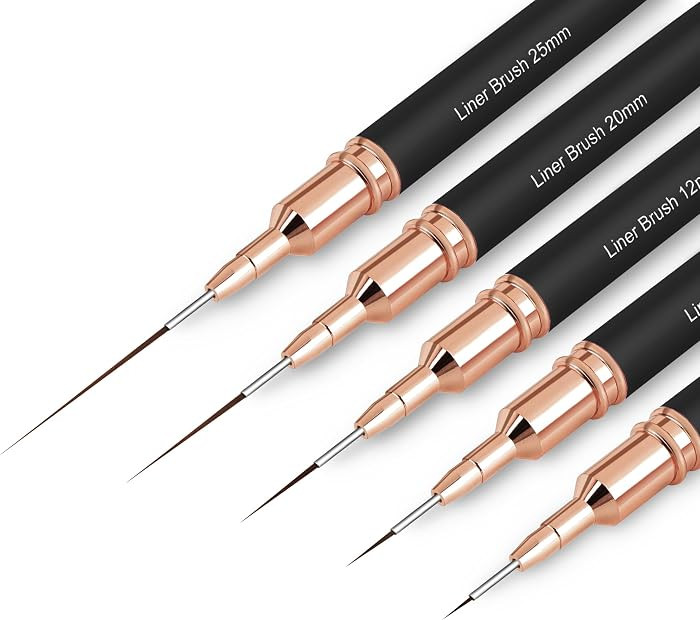 Metallic Nail Art Brushes, 5Pcs Nail Art Liner Brushes, Painting Art Design Brush Set Nail Dottin... | Amazon (US)