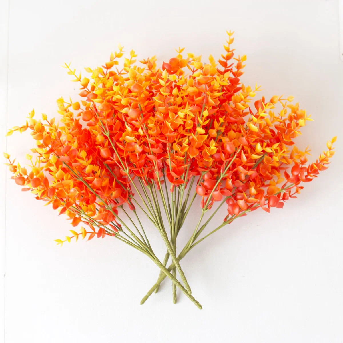 Set Of 6 Artificial Eucalyptus Autumn Plant 7 Forks Fake Eucalyptus Faux Floral Bouquet Home Deco... | Wayfair North America