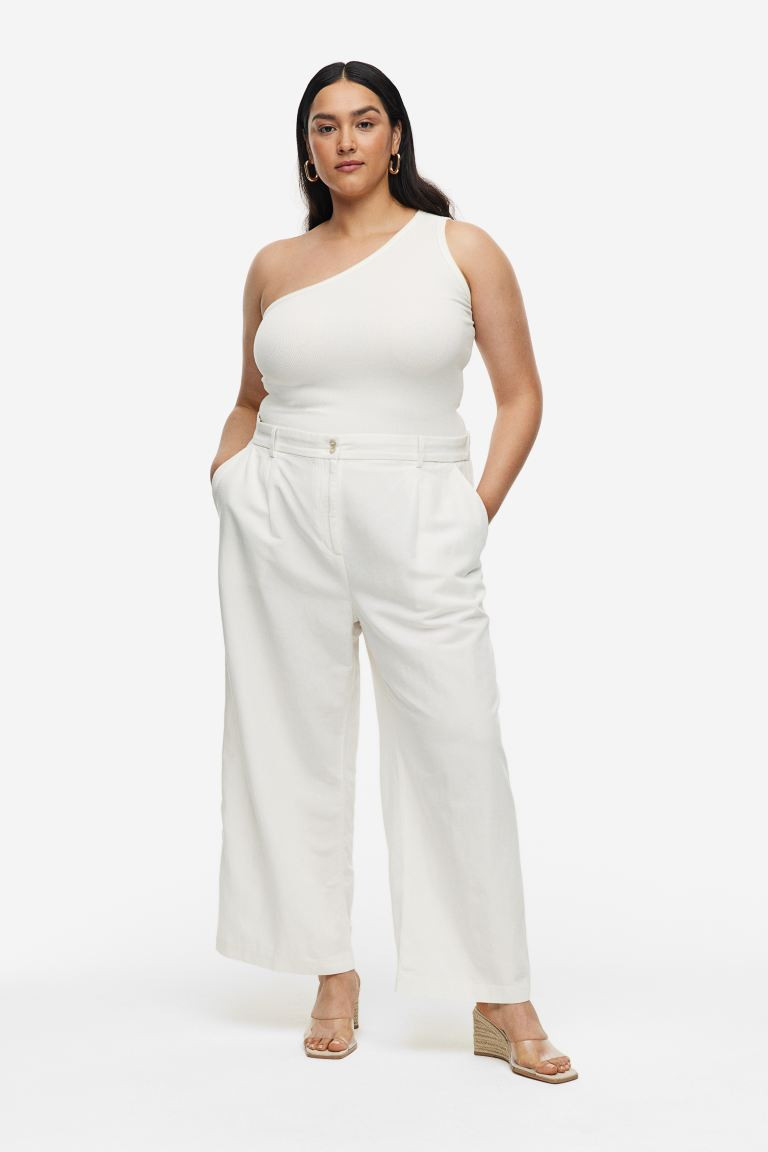 Linen-blend Pants - White - Ladies | H&M US | H&M (US + CA)