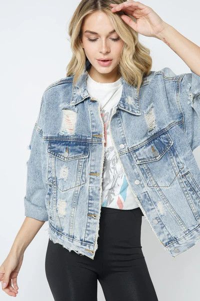 Distressed Denim Jacket | Gunny Sack and Co