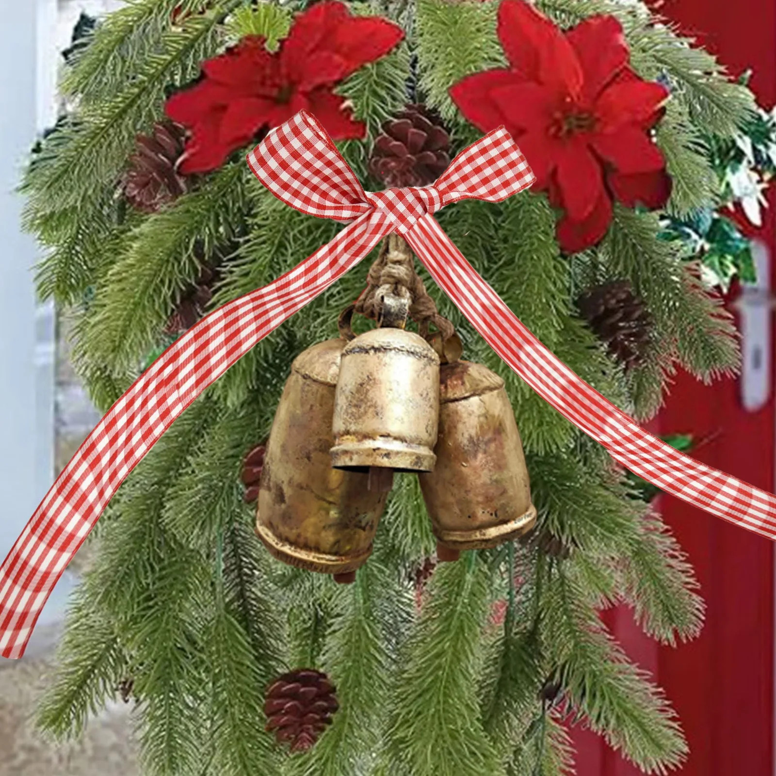 Clearance! Christmas Bells Gold Rustic,Gold Bells on Rope Metal Christmas Hanging Bells Vintage D... | Walmart (US)