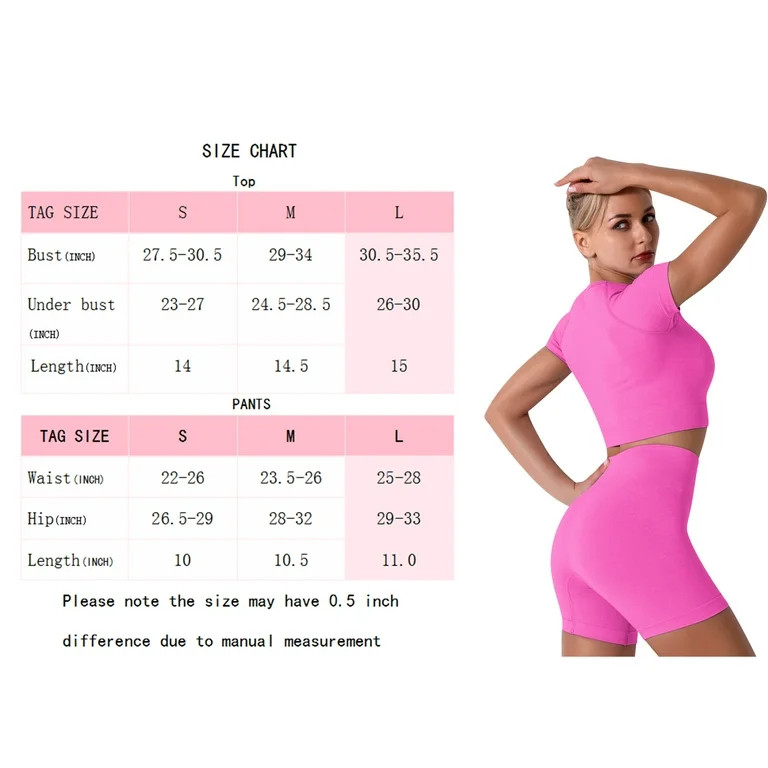 IBTOM CASTLE Women Workout Sets Yoga Outfits, Short Sleeve Crop Top + High Waisted Running Short ... | Walmart (US)