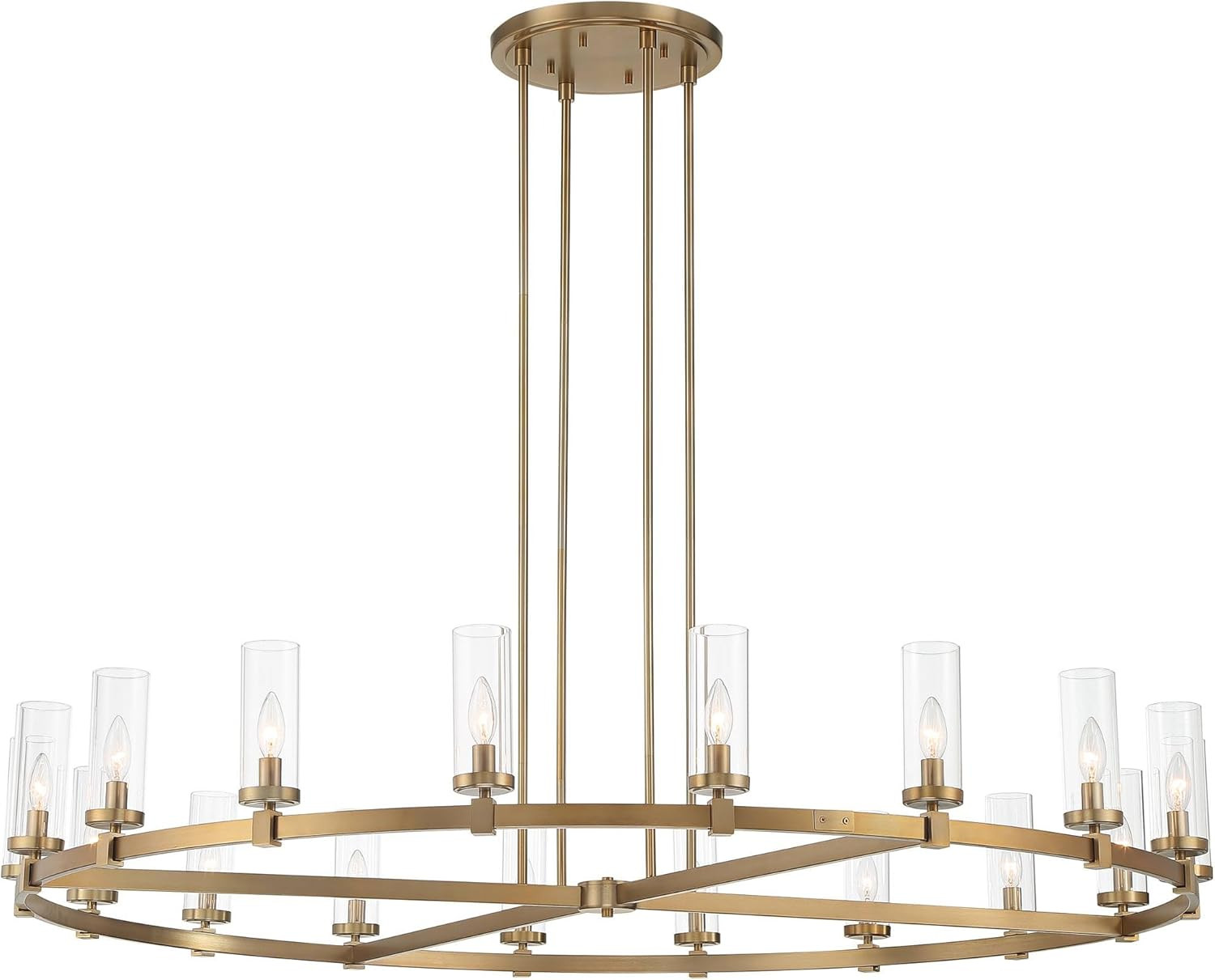 Wagon Wheel Gold Chandelier - 18 Light, Brass Modern Farmhouse Chandelier for Bedrooms, Dining Ro... | Amazon (US)