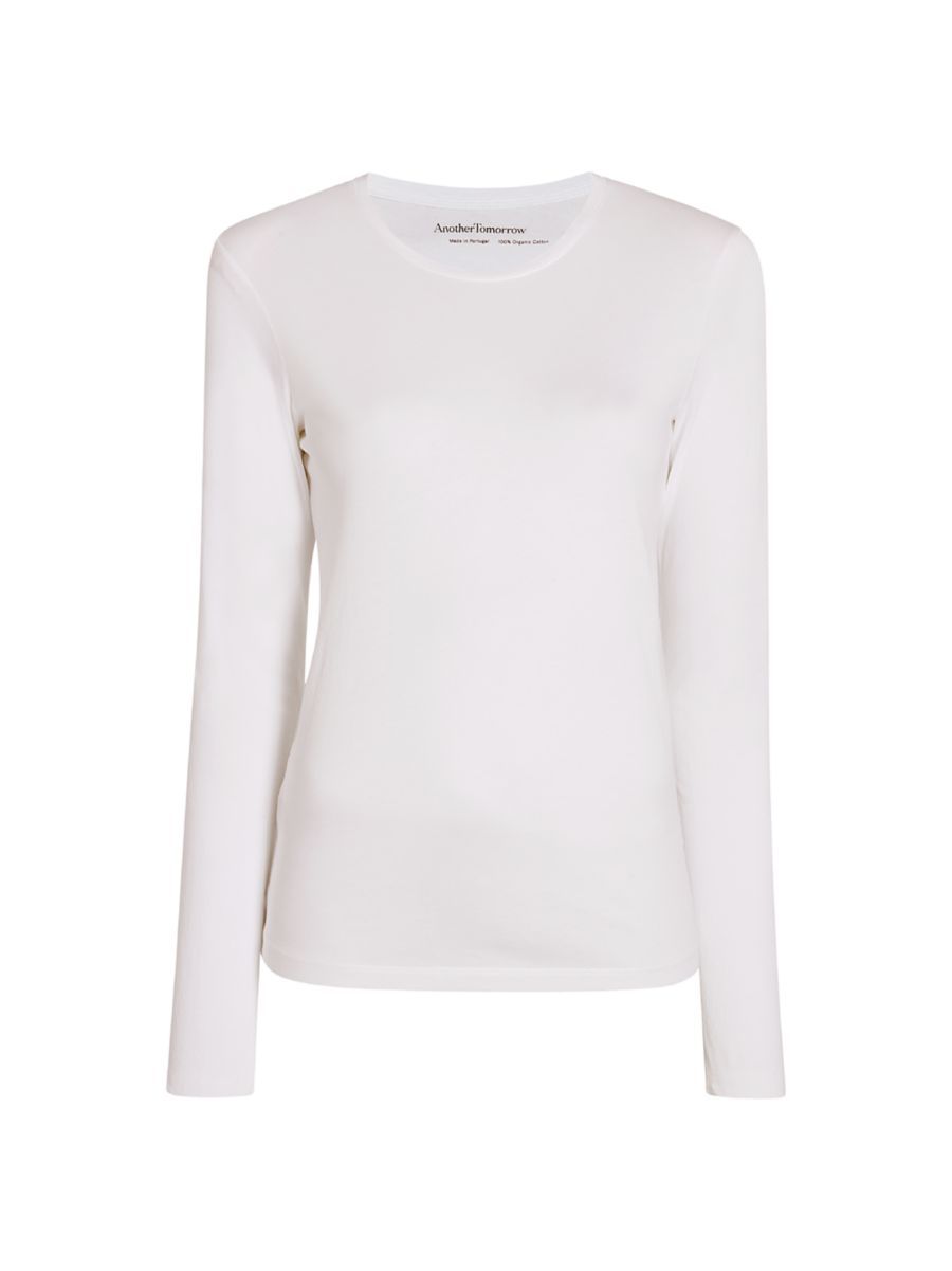 Another Tomorrow Cotton Long-Sleeve T-Shirt | Saks Fifth Avenue