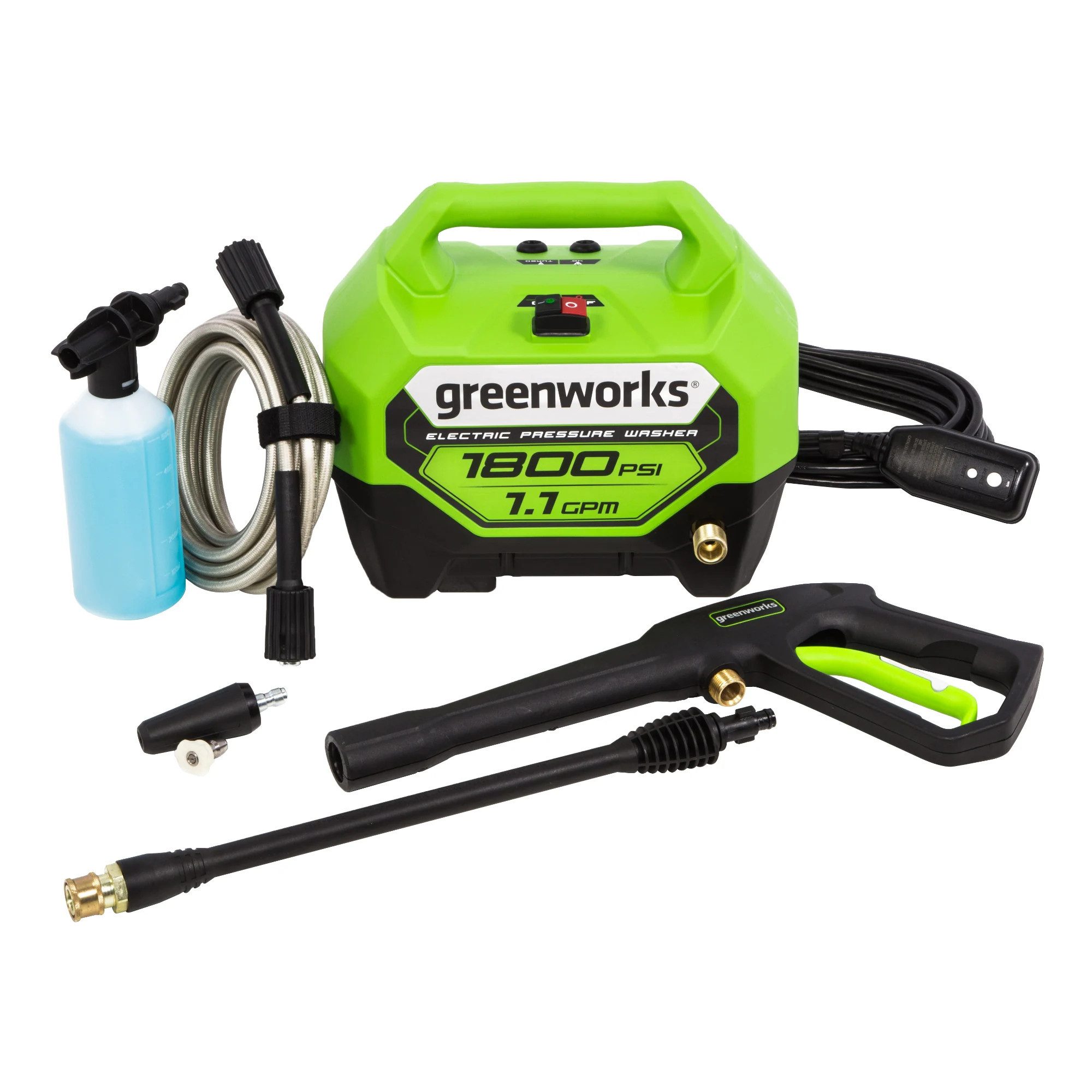 Greenworks 1800 PSI 1.1-GPM Cold Water Electric Pressure Washer with 2 Spray Tips | GPW1804TN | Lowe's