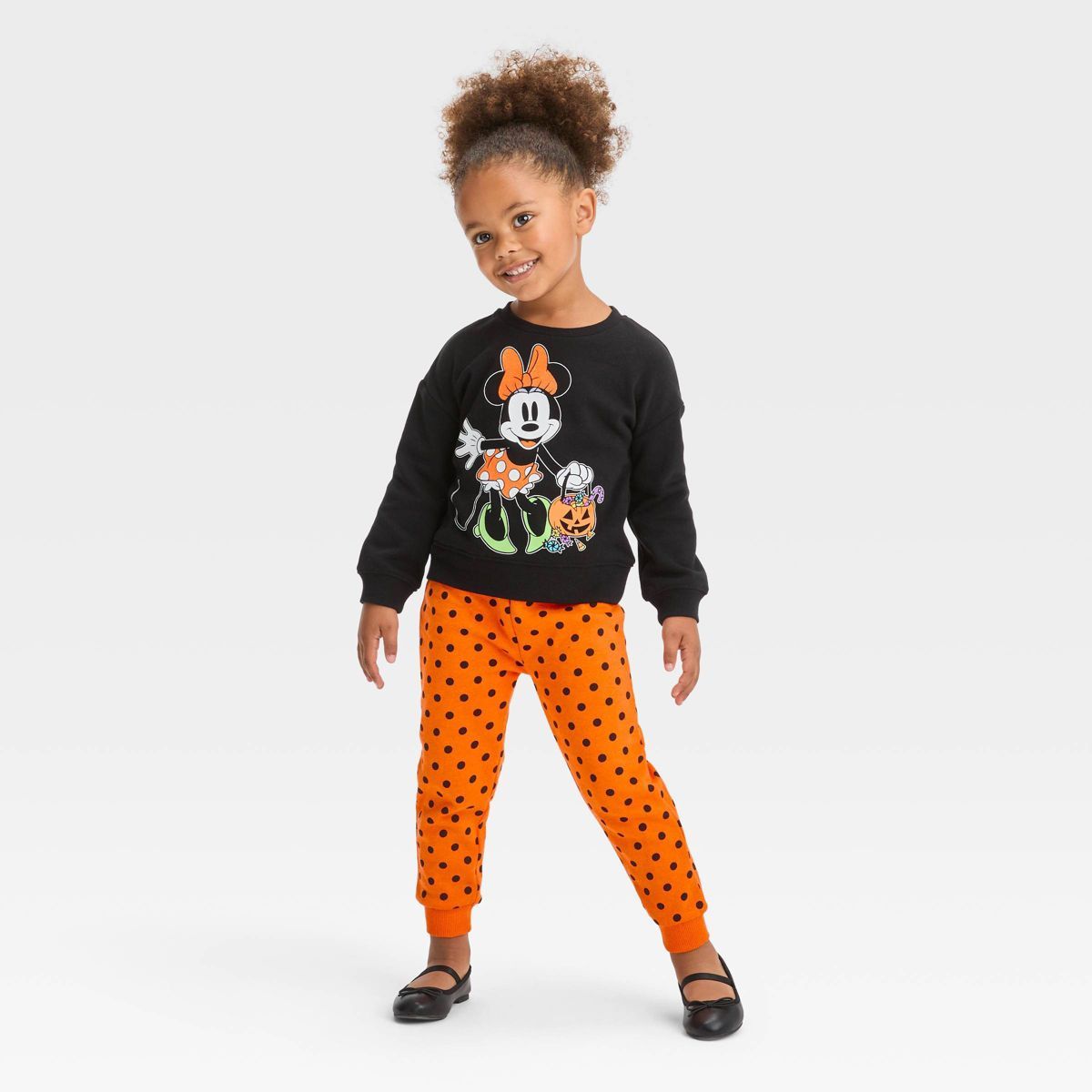 Toddler Girls' Disney Minnie Mouse Halloween Fleece Top and Bottom Set - Black | Target