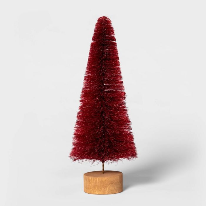 10.5" x 3.9" Bottle Brush Christmas Tree with Wooden Base - Threshold™ | Target
