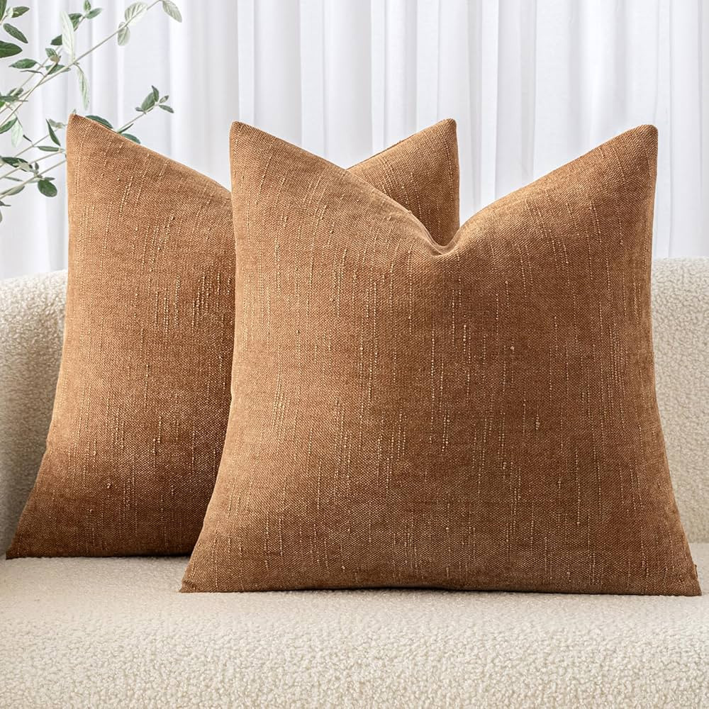 MIULEE Pack of 2 Decorative Throw Pillow Covers Soft Chenille Throw Pillows Solid Textured Cushio... | Amazon (CA)