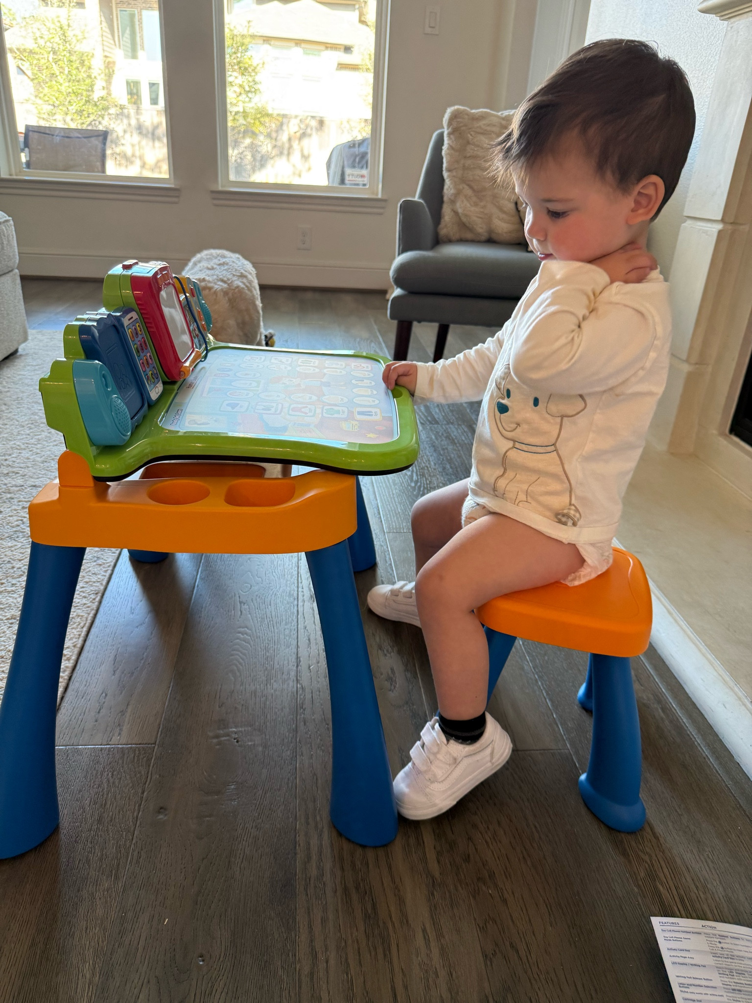 This desk is wonderful for toddler learning! Acts as an art easel or an electronic learning desk. There is a writing pad that teaches letter formations and various learning pads where you learn letters, numbers, body parts, food and more! 



#LTKKids #LTKFamily