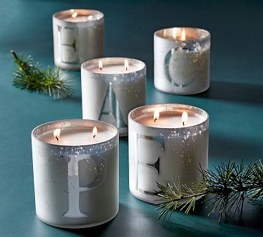 Alphabet Mercury Glass Scented Candles - Frosted Pine | Pottery Barn (US)