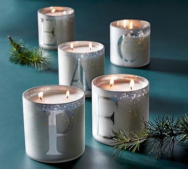 Alphabet Mercury Glass Scented Candles - Frosted Pine | Pottery Barn (US)
