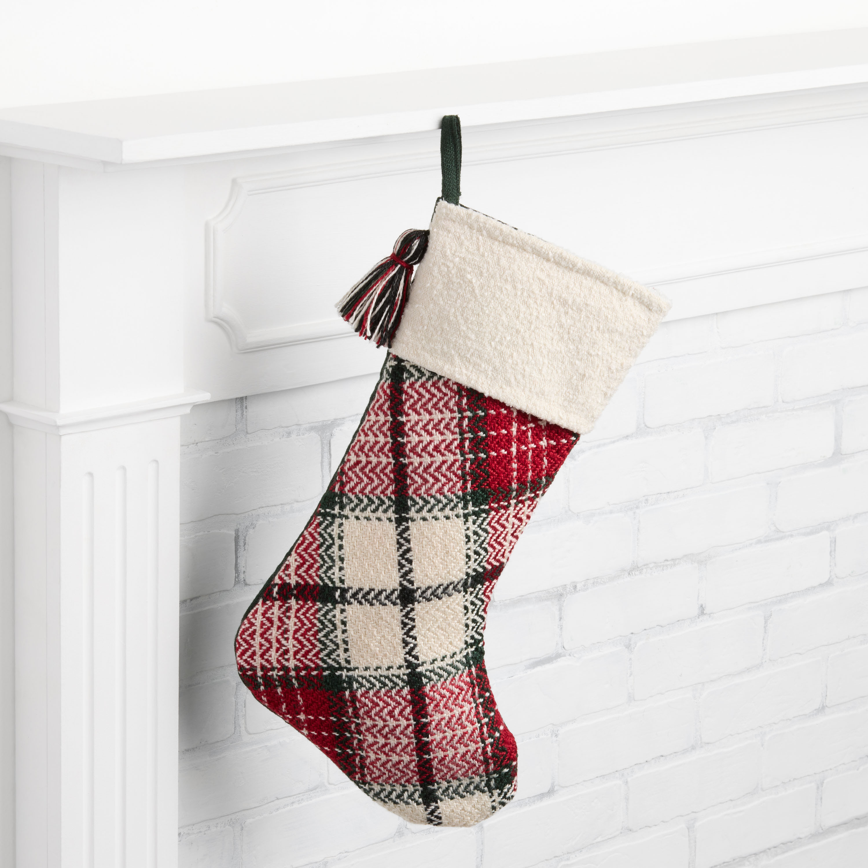 Red and Green Plaid Woven Christmas Stocking | World Market