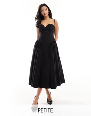 Extro & Vert Petite strappy maxi corset dress in black | ASOS (Global)