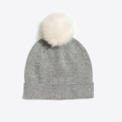 Girls' knit hat with faux-fur pom-pom | J.Crew Factory