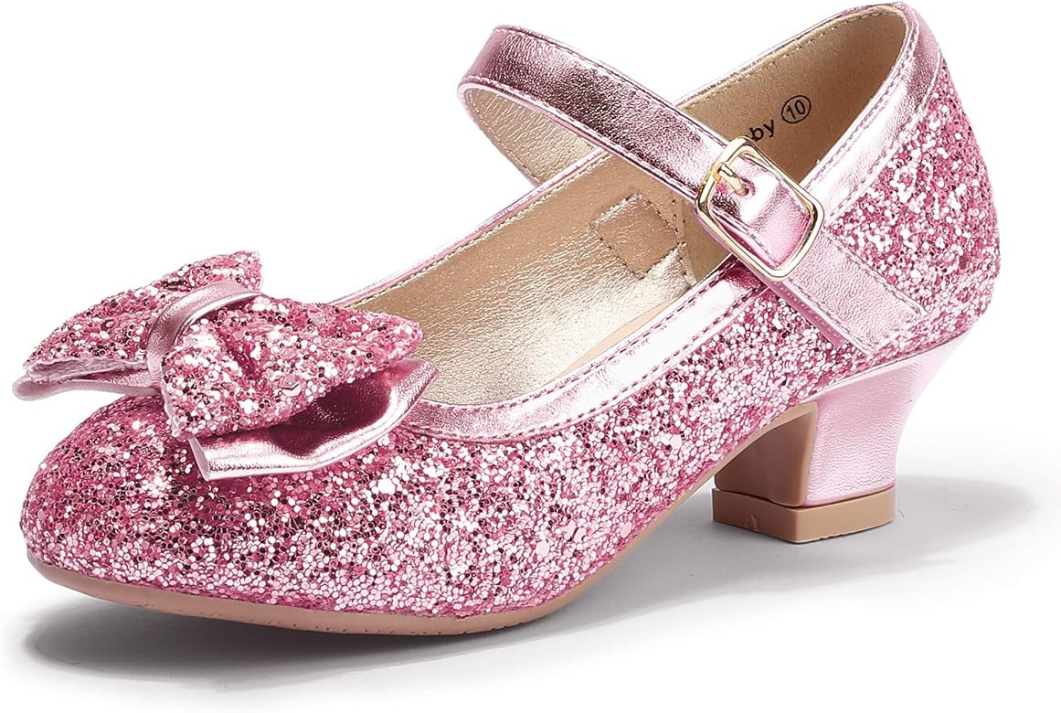 Amazon.com | PANDANINJIA Girls Toddler/Little Kid Ruby Dress Mary Jane Pumps Bow Low Heels Party ... | Amazon (US)