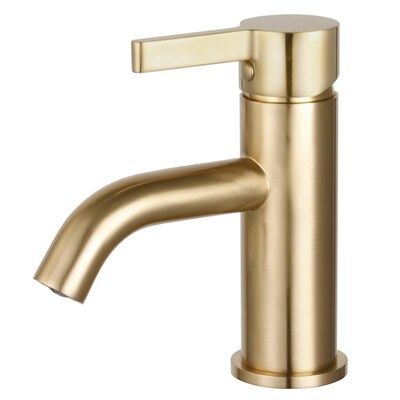Kingston Brass Continental Brushed Brass 1-handle Single Hole Bathroom Sink Faucet with Drain Low... | Lowe's