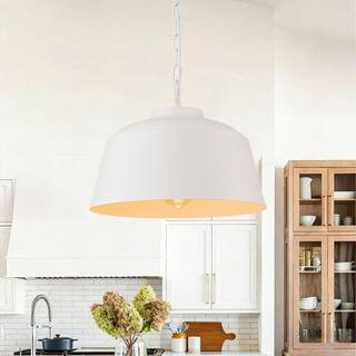60-Watt 1 Light White Modern Industrial Dome Pendant Light Nordic Hanging Light with Metal Shade, No Bulbs Included | The Home Depot