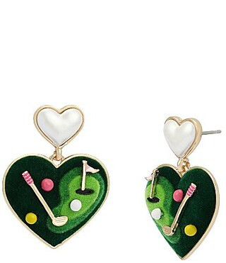 Betsey Johnson Golf Heart Drop Earrings - Green | Dillard's