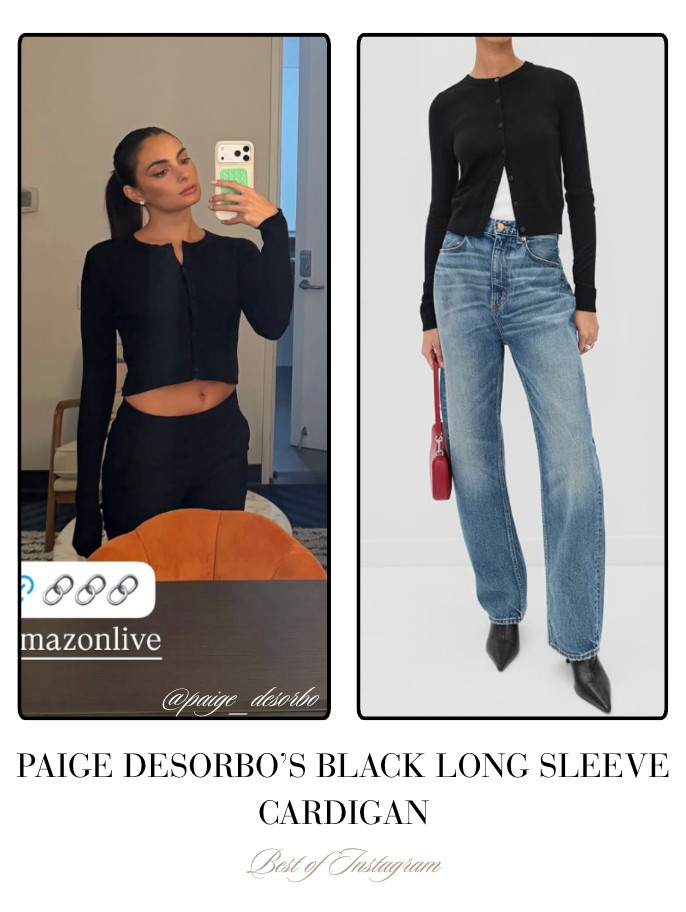 Paige DeSorbo's Black Long Sleeve Cardigan 📸 + Info= @paige_desorbo 

 