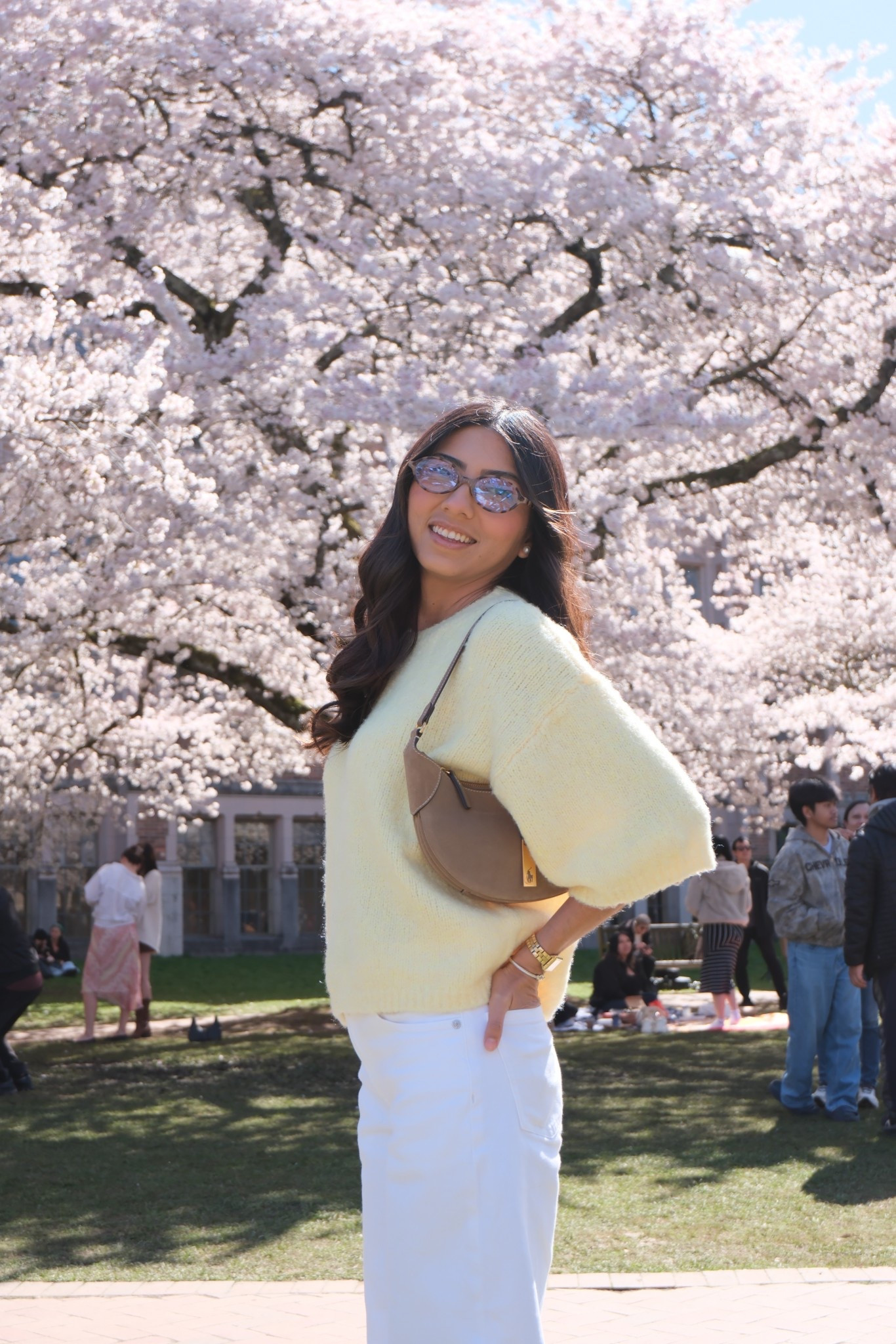 spring outfit, butter yellow top, sweater top, spring ootd, spring look