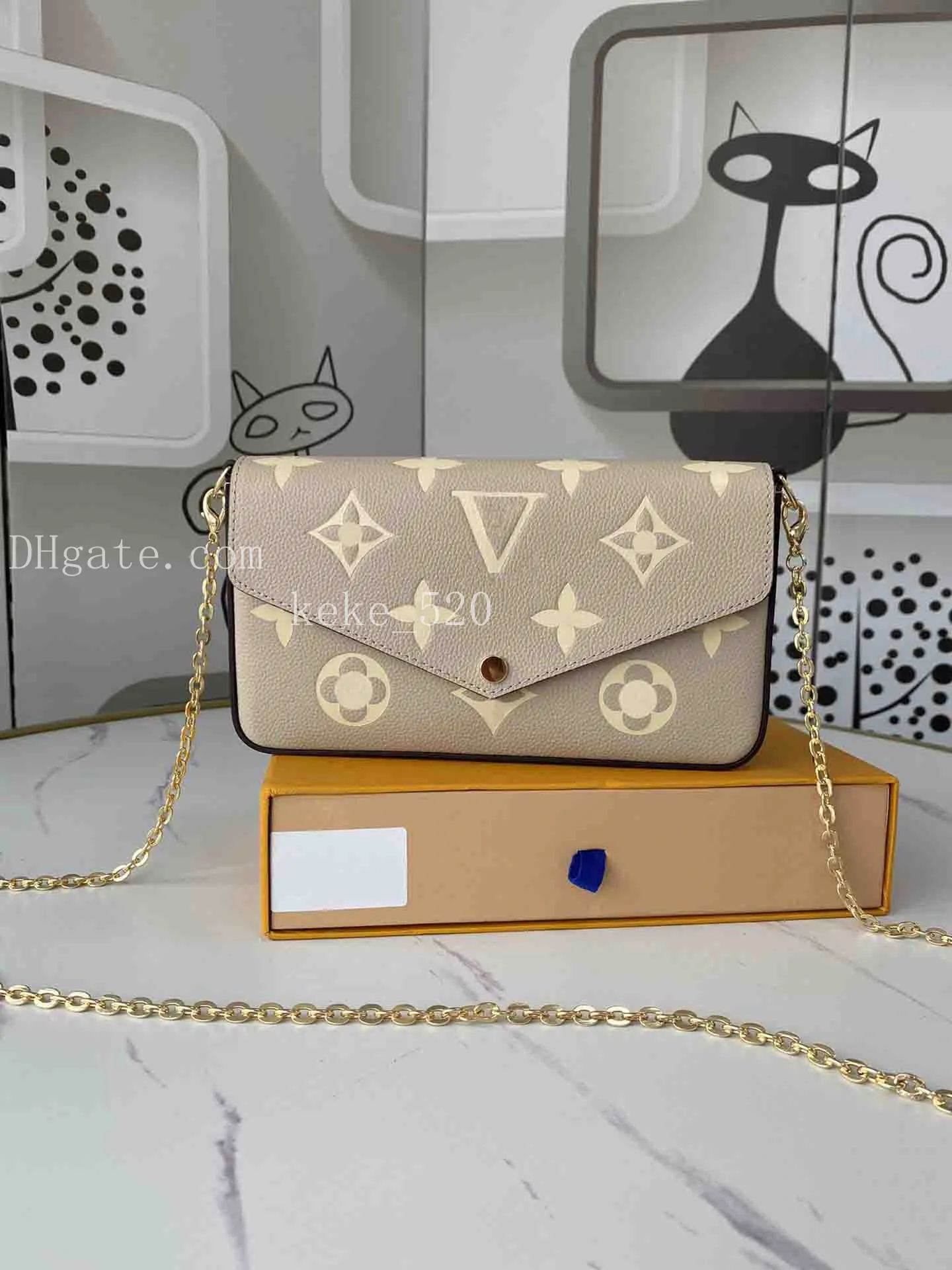Shoulder Bag FELICIE POCHETTE Dove Grey Empreinte Leather with Bold Cream Flower Print Envelope D... | DHGate