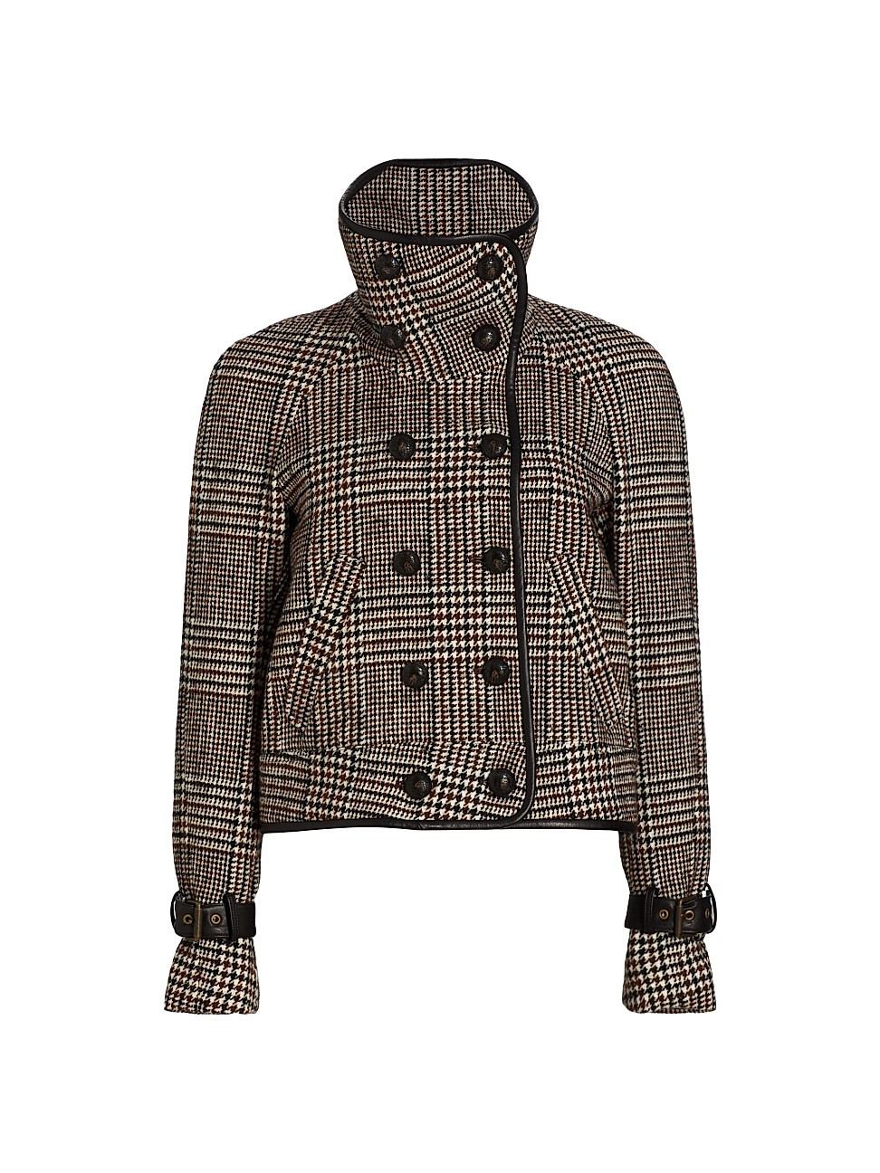 Women's Mirko Double-Breasted Houndstooth Jacket - Ox Blood Black - Size 00 | Saks Fifth Avenue