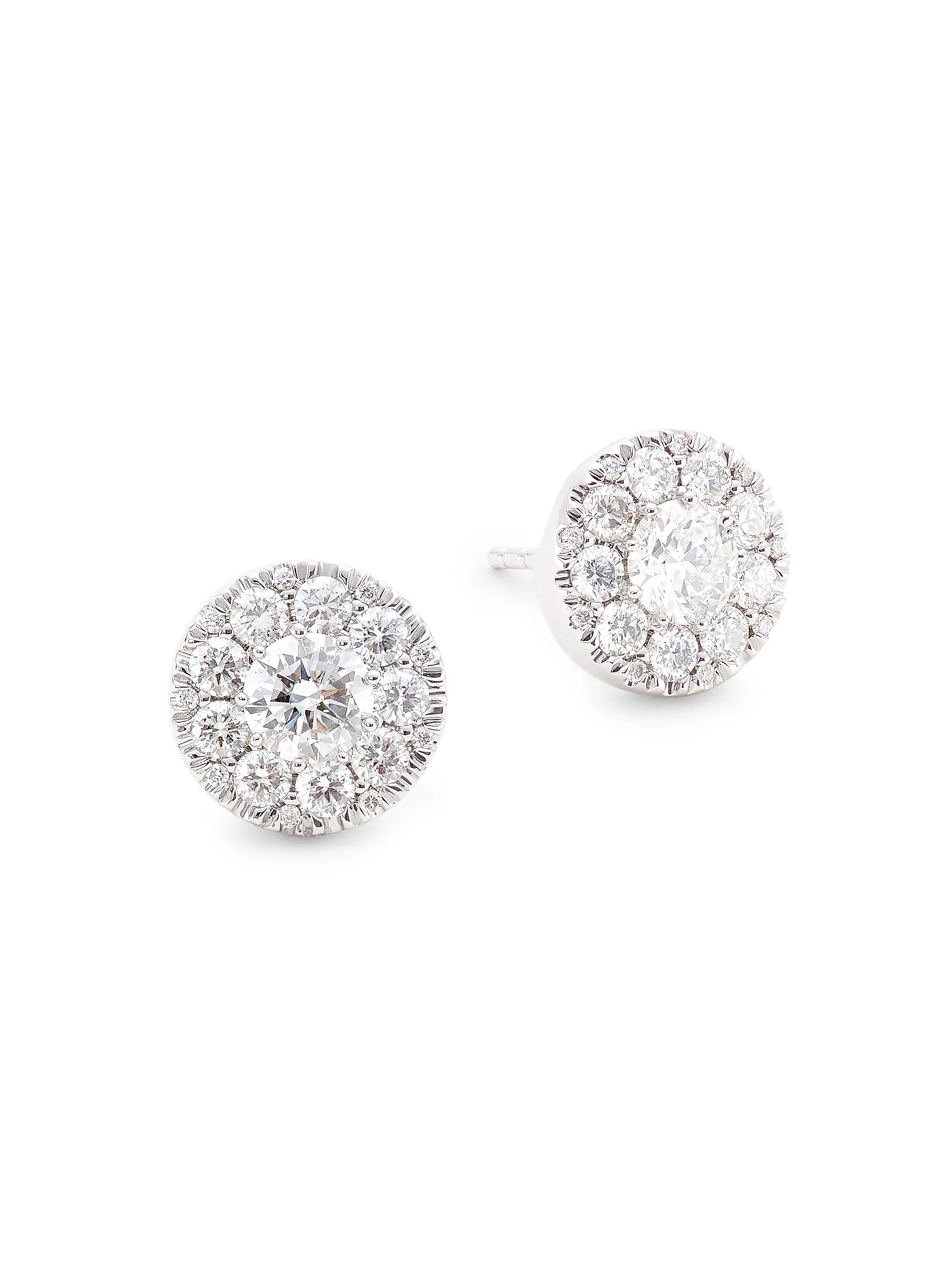 14K White Gold & 1.5 TCW Diamond Cluster Stud Earrings | Saks Fifth Avenue