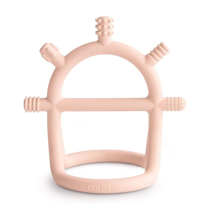 mushie Silicone Baby No-Drop Sensory Teether Toy (Blush) | Amazon (US)