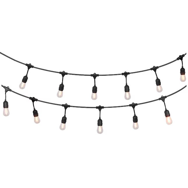 Harbor Breeze 48-ft Plug-in Black Outdoor String Light with 18 White-Light LED Edison Bulbs | Lowe's