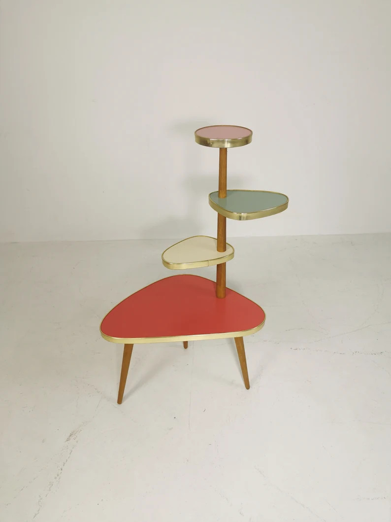 German Plant Stand, Colorful Vintage Mid-century Minimalist Indoor Plant Stand Side Table Retro F... | Etsy (US)