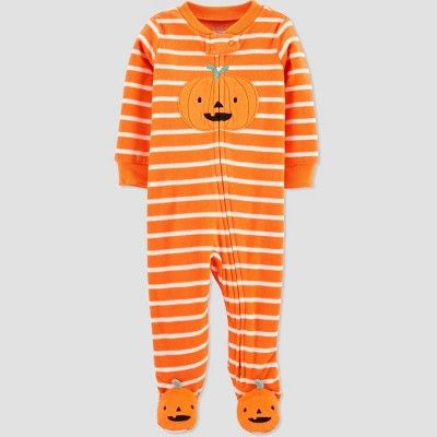 Baby Pumpkin Fleece One Piece Pajama - Just One You® made by carter's Orange | Target