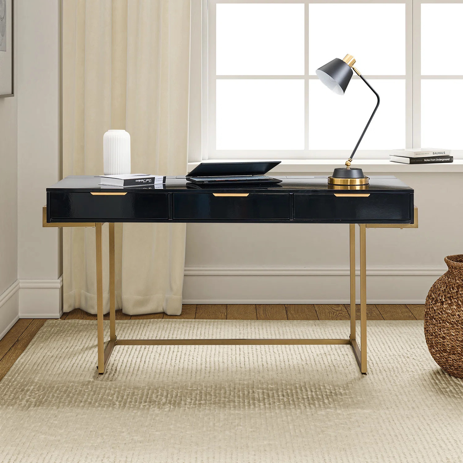 Rothi Modern 62'' W Rectangle Writing Desk with Built-in Charging Station and Cable Management an... | Wayfair North America