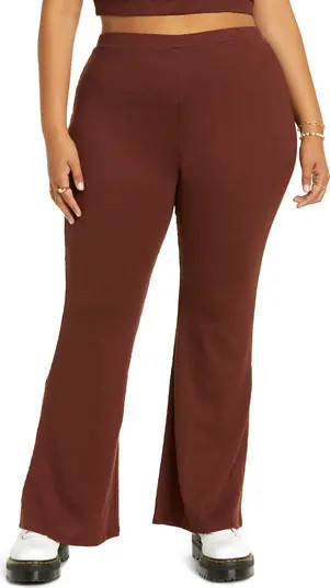 BP. High Waist Flare Cotton Blend Rib Pants | Nordstrom | Nordstrom