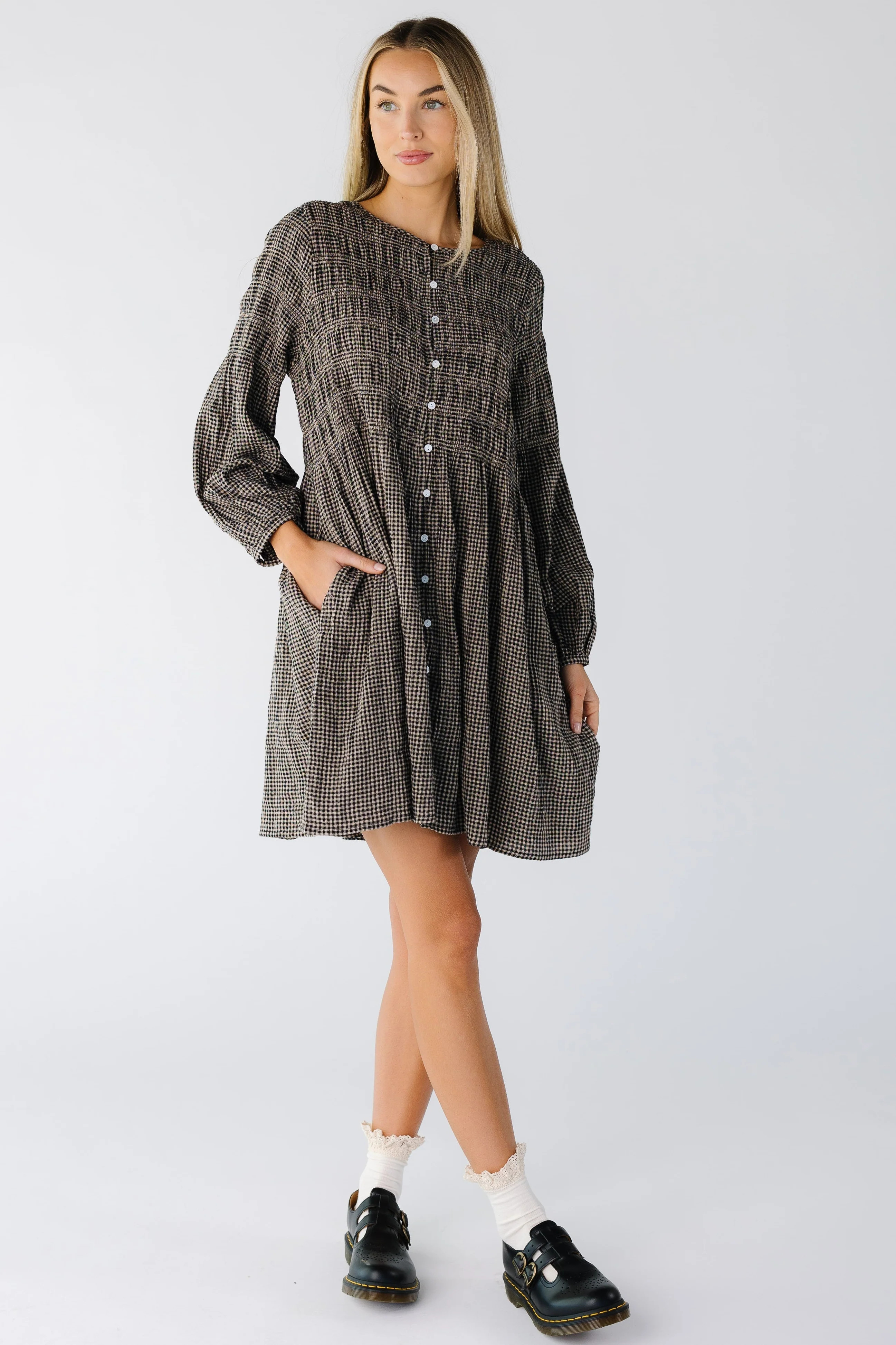 Brass & Roe Mia Smocked Checker Dress | Called To Surf