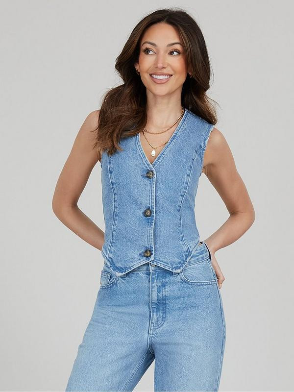 Michelle Keegan Denim Waistcoat - Blue | Very (UK)